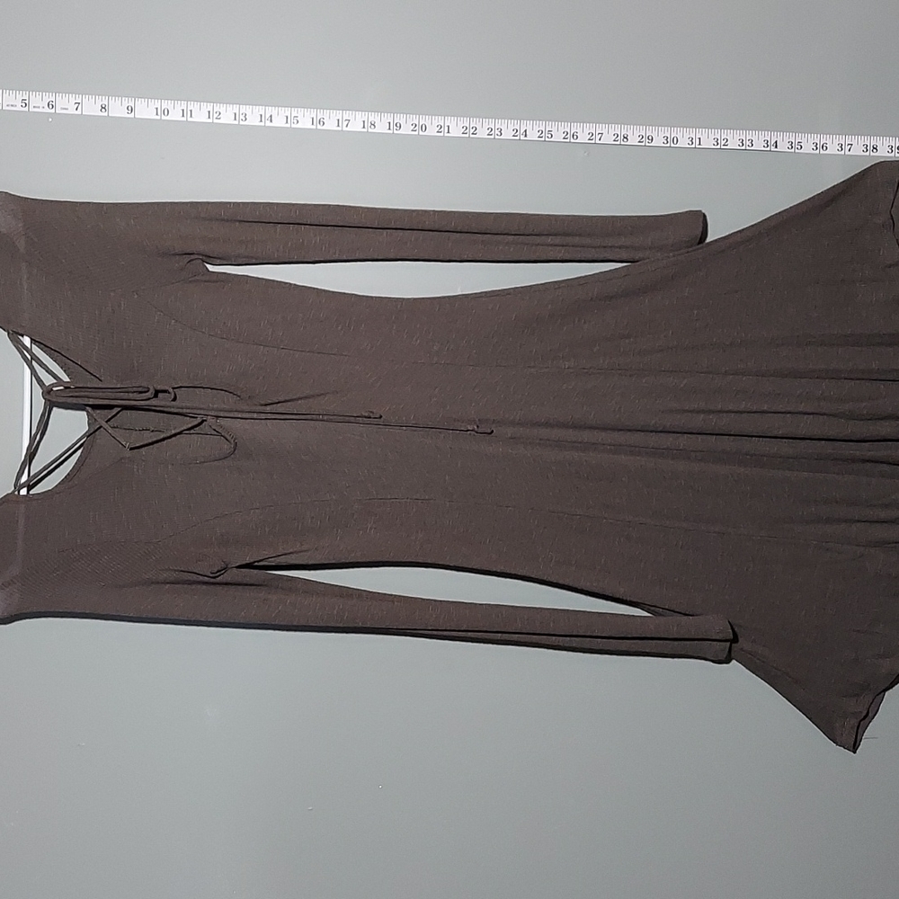 Very Stretchy army green dress with long sleeves